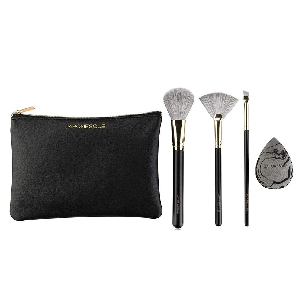 Japonesque Radiance Brush & Sponge Set With Vegan Cosmetic Case